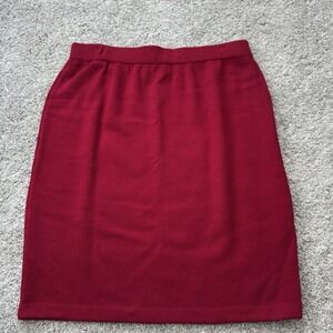 St. John Collection Red Pencil Skirt Size 12 Pull On Knee Length Valentines